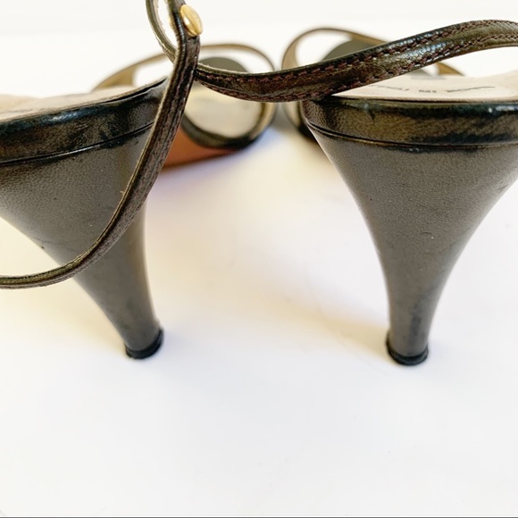 Italian Maserati Leather Slingback Open Toe Heels - Picture 6 of 8